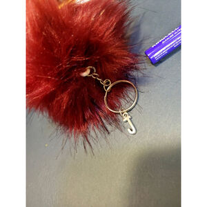 Personalized letter on a 3-in faux fox fur keychains
